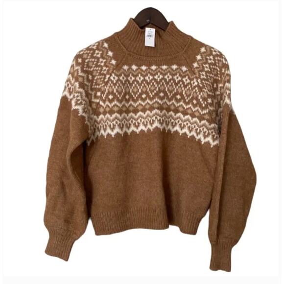 NWT Gap Tan Cozy Fair Isle Wool Sweater Sz S - Picture 1 of 4
